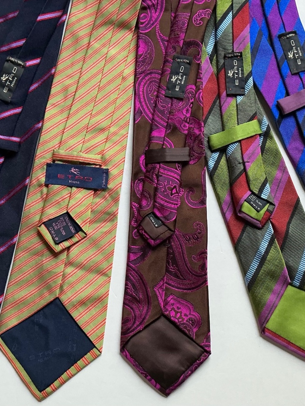 ETRO Milano lot of 5 classic 4 all silk ties & one wool &silk Made in Italy 🇮🇹